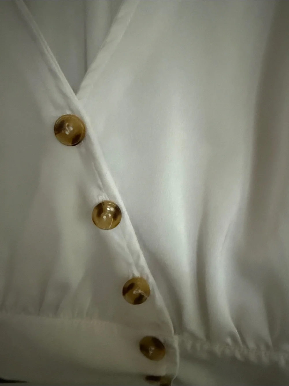 Free People White V-Neck Button-Front Blouse with Gold Buttons